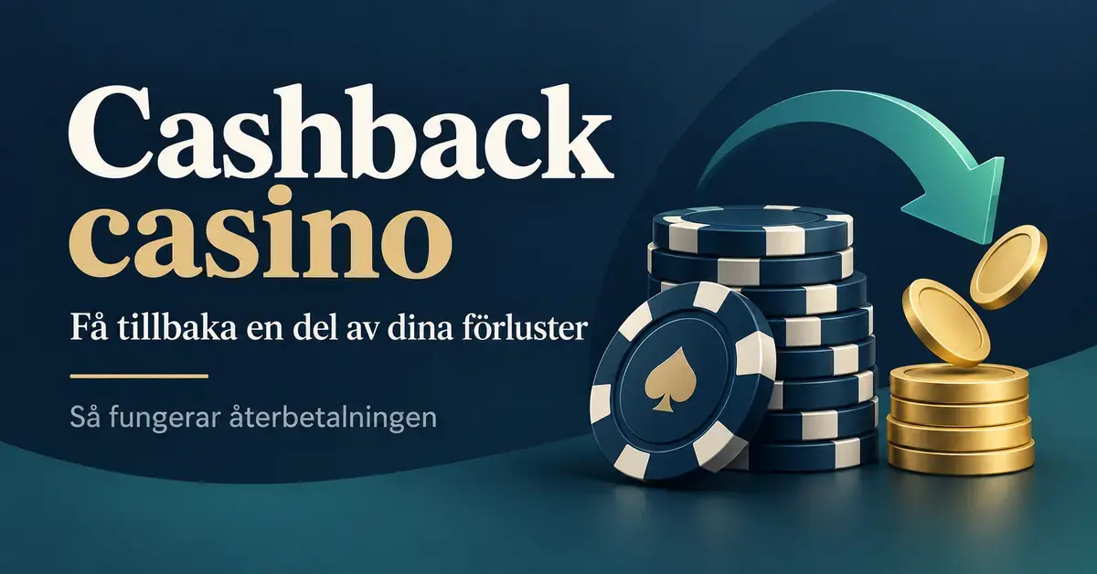 Illustration av casinomarker, mynt och en böjd pil som symboliserar återbetalning av en del av förlusterna vid cashback på casino.