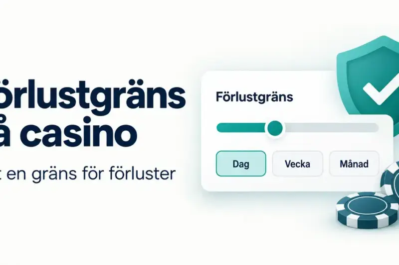 Illustration av en förlustgräns på casino med ett reglage för dag, vecka eller månad, en skyddssköld och spelmarker.