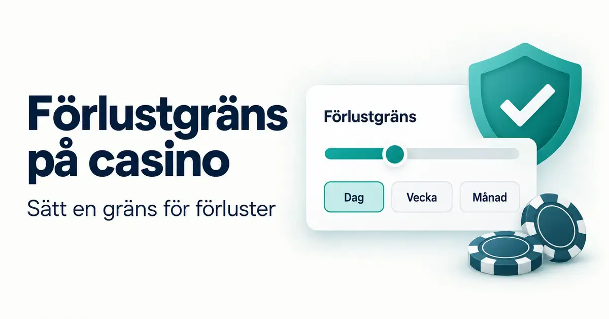 Illustration av en förlustgräns på casino med ett reglage för dag, vecka eller månad, en skyddssköld och spelmarker.
